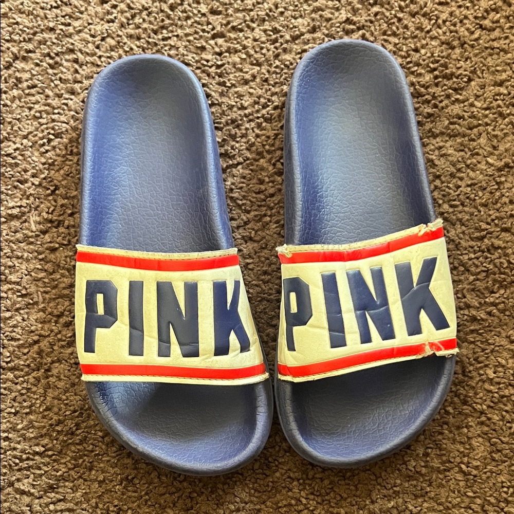 PINK Victoria's Secret Slide Sandals - Red White & Blue